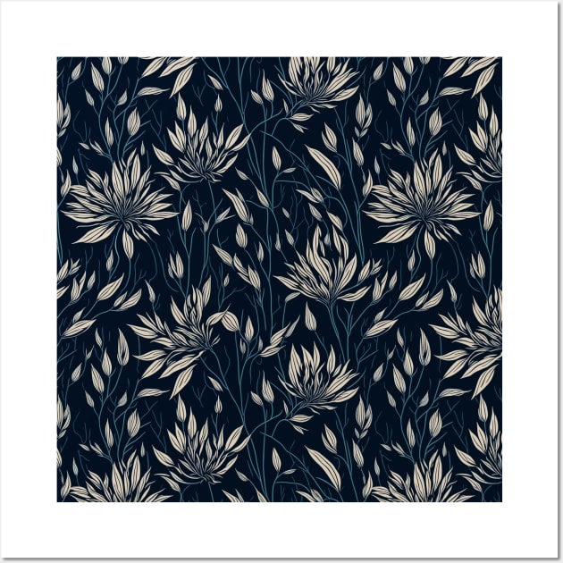 Seamless floral pattern with flowers and leaves Wall Art by webbygfx